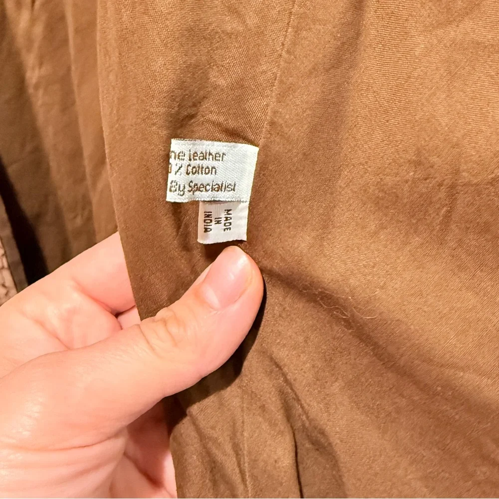 Scully Ladies Laser Cut Leather Coat Large L Tan Mid Length Fall Boho Luxury - Picture 5 of 11